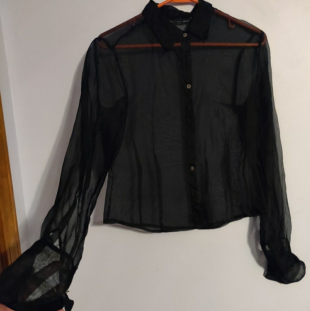 Sheer black button down - Picture 4 of 5